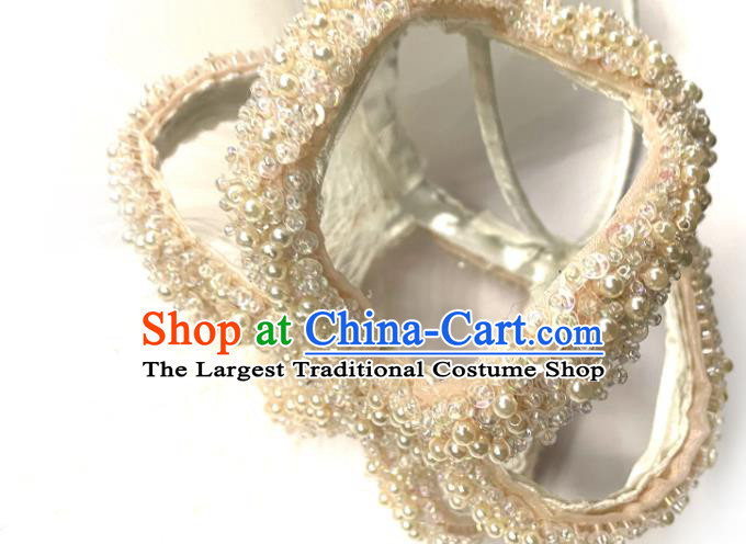 Handmade Party Children Headwear Baroque Style Royal Crown Top Halloween Pearls Veil Headdress