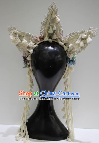 Top Baroque Silk Flowers Headdress Party Lace Headwear Handmade Royal Crown