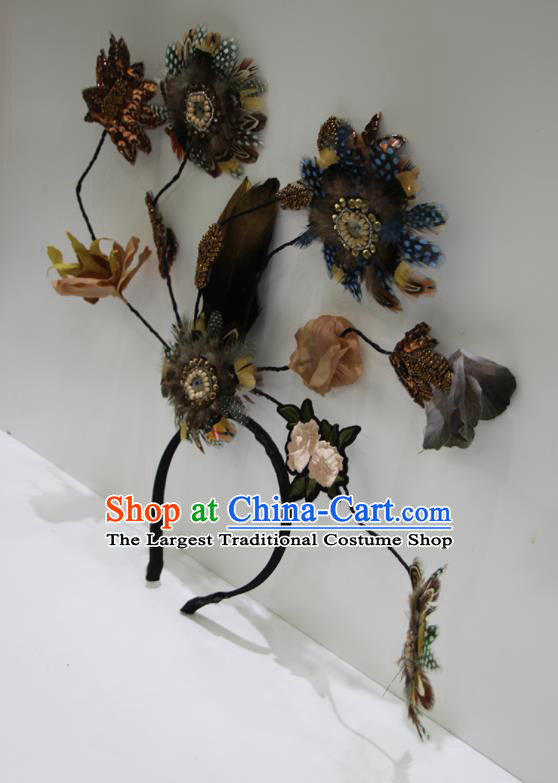 Top Baroque Headdress Handmade Party Branch Headwear Embroidered Royal Crown