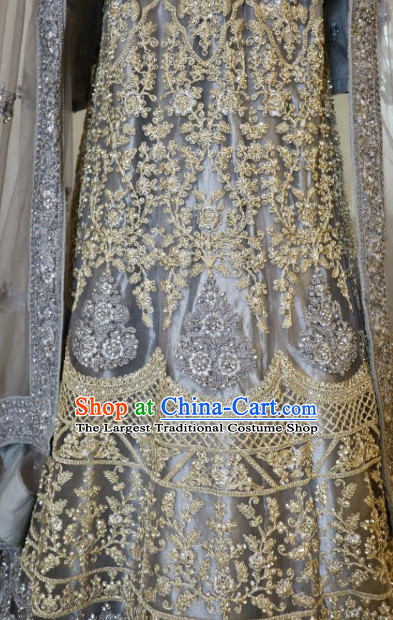 India Wedding Dress Asian Embroidered Blue Outfit Top Indian Clothing Traditional Lengha Garment