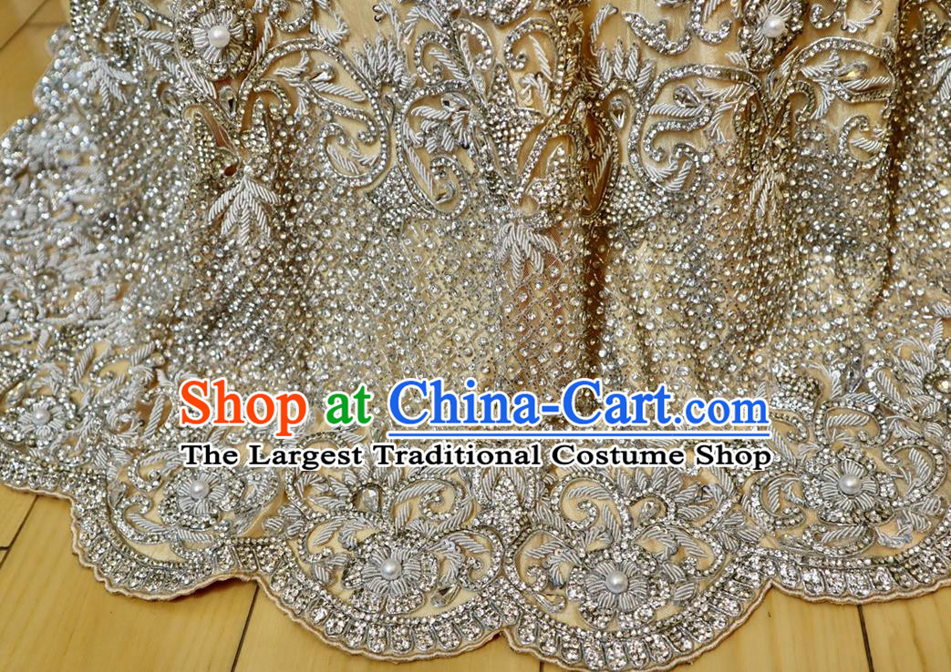 Top India Bride Lengha Garment Traditional Embroidered Yellow Dress Outfit Indian Wedding Clothing