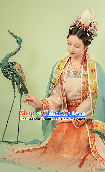 Chinese Ancient Royal Empress Dress Song Dynasty Court Queen Costumes Traditional Hanfu BeiZi Clothing Complete Set