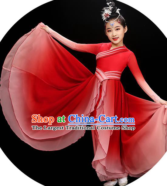 Chinese Modern Dance Red Dress Uniform Traditional Dancewear Children Opening Dance Clothing Group Dance Garment Costume