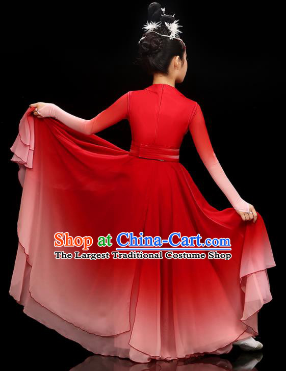 Chinese Modern Dance Red Dress Uniform Traditional Dancewear Children Opening Dance Clothing Group Dance Garment Costume