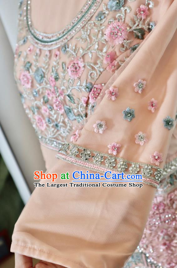 Indian Traditional Wedding Dress Top India Clothing Bride Lengha Garment Embroidered Pink Outfit