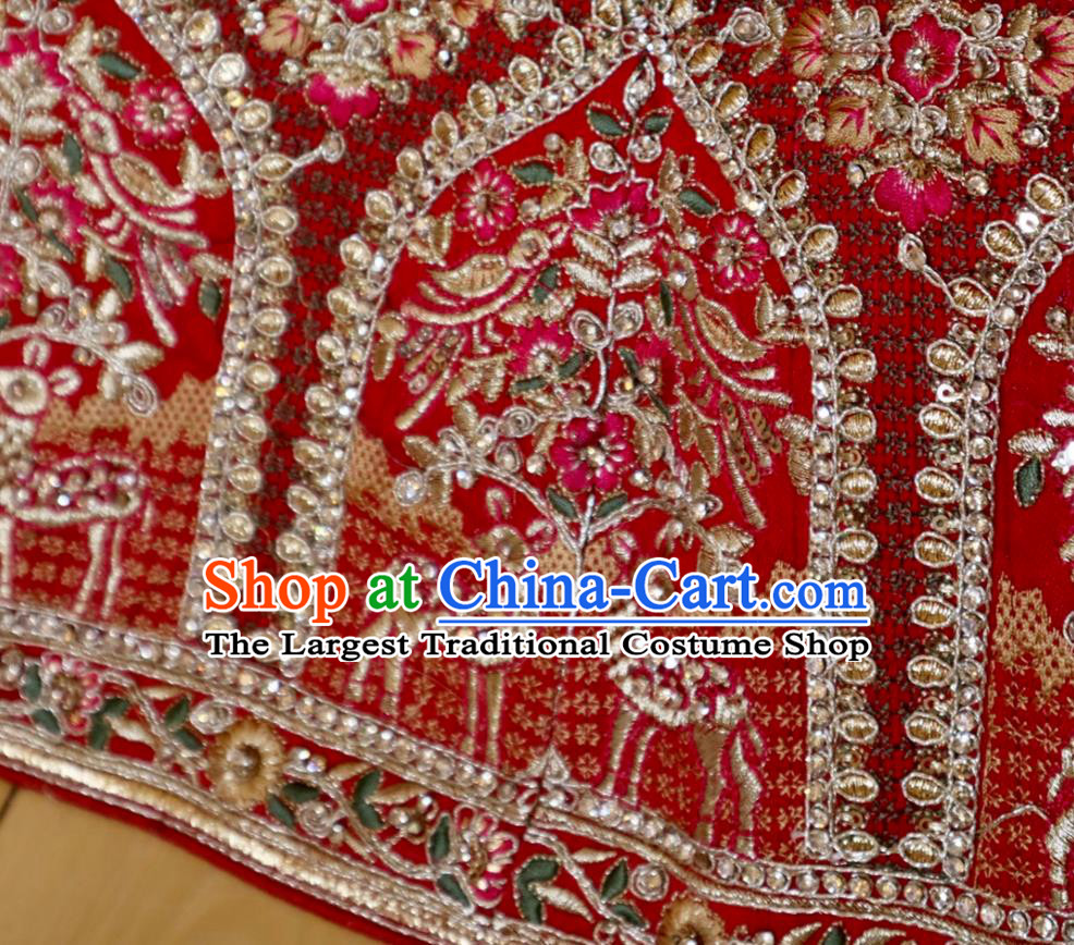 Top Traditional Wedding Dress India Clothing Indian Bride Lengha Garment Embroidered Red Outfit