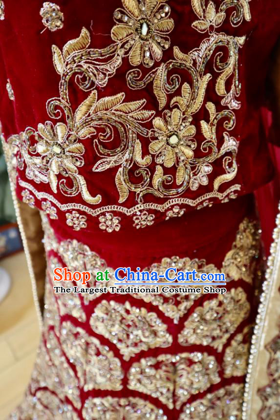 Indian Bride Lengha Garment Top Embroidered Red Outfit Traditional Wedding Dress India Clothing