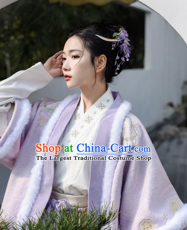 Chinese Ancient Young Woman Lilac Dresses Song Dynasty Female Costumes Traditional Hanfu Clothing Complete Set