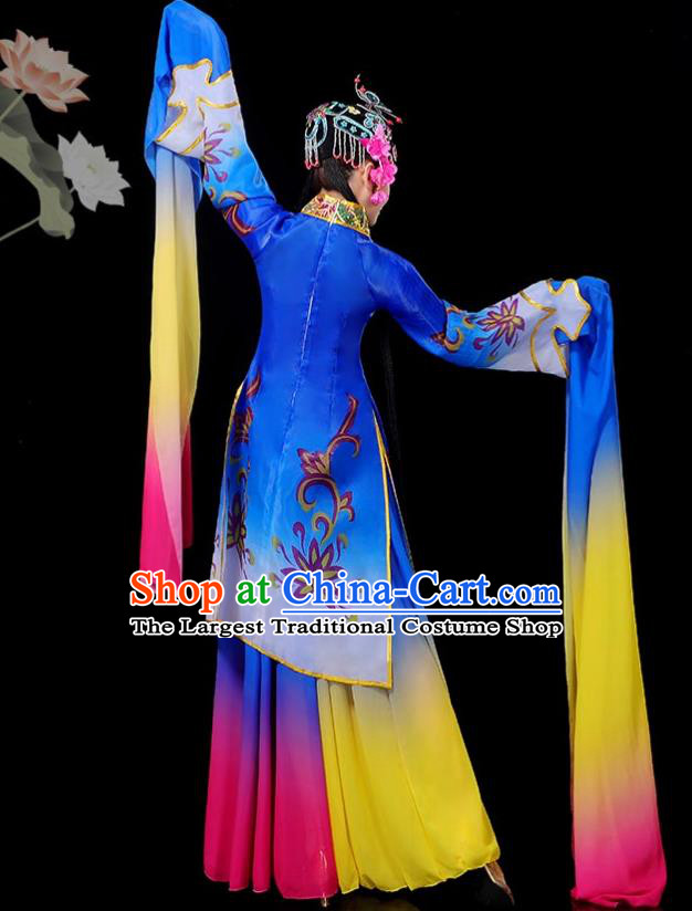 Chinese Water Sleeve Dance Garment Women Group Dance Royal Blue Dress Opera Dance Clothing Classical Dance Costumes