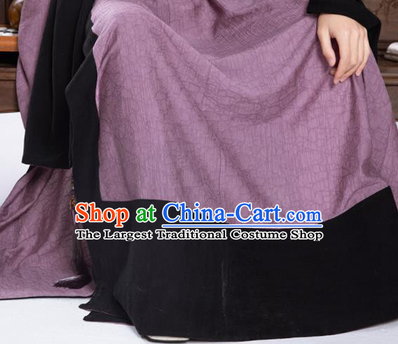Chinese Ancient Scholar Clothing Traditional Hanfu Violet Robe Ming Dynasty Taoist Garment Costumes