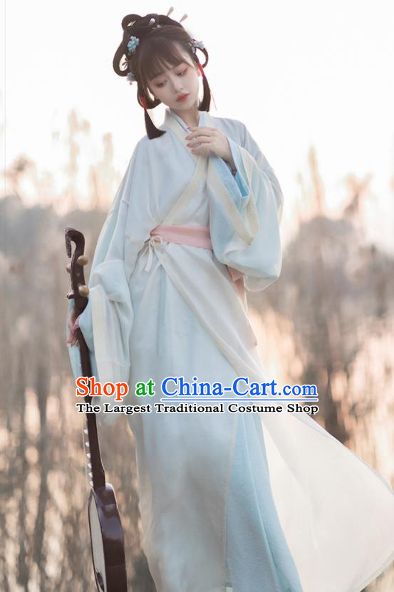 Chinese Han Dynasty Palace Lady Clothing Traditional Hanfu Dress Yarn Garment Ancient Princess Historical Costumes for Women