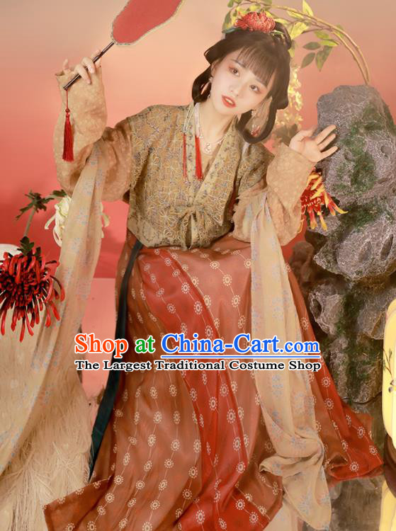 Chinese Ancient Princess Historical Costumes Tang Dynasty Palace Lady Clothing Traditional Beizi Hanfu Dress for Women