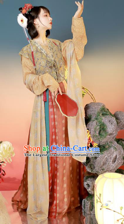 Chinese Ancient Princess Historical Costumes Tang Dynasty Palace Lady Clothing Traditional Beizi Hanfu Dress for Women
