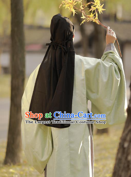 Chinese Traditional Hanfu Green Cape Ancient Taoist Priest Historical Costumes Ming Dynasty Scholar Clothing for Men