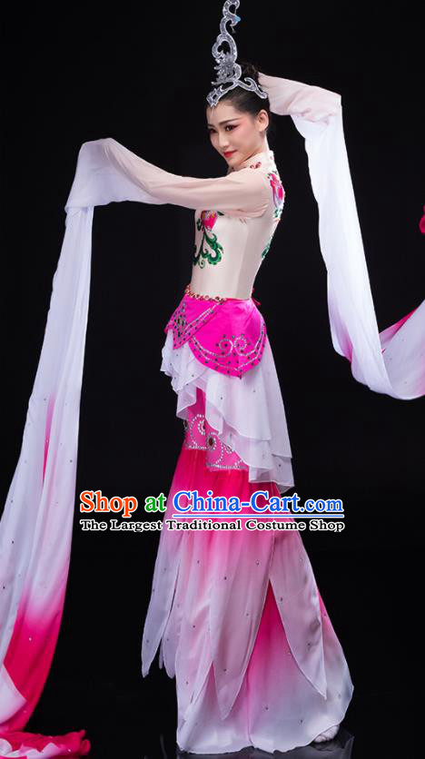 Chinese Stage Performance Magenta Outfit Classical Dance Clothing Water Sleeve Dance Garment Goddess Dance Costume