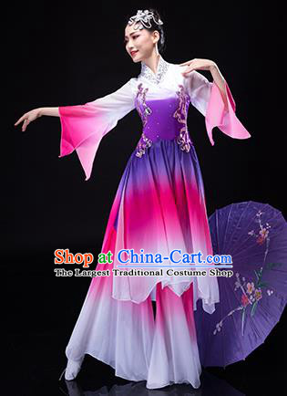 Chinese Classical Dance Clothing Women Group Dance Garment Umbrella Dance Costume Stage Performance Megenta Outfit