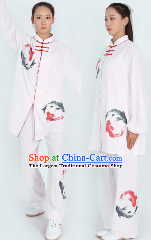 Chinese Martial Arts Competition Clothing Tai Chi Performance Outfit Kung Fu Costumes Tai Ji Printing Carps Uniform