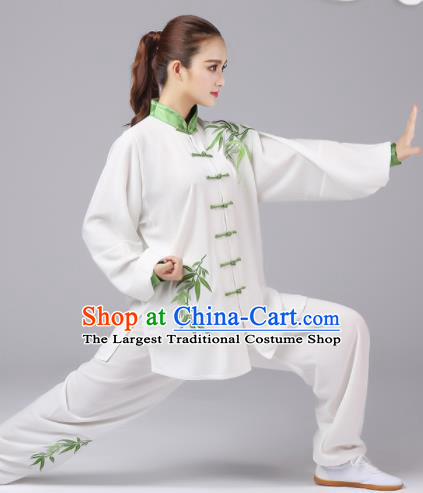 Chinese Tai Ji Embroidered Bamboo Uniform Martial Arts Competition Clothing Tai Chi Performance Outfit Kung Fu Costumes