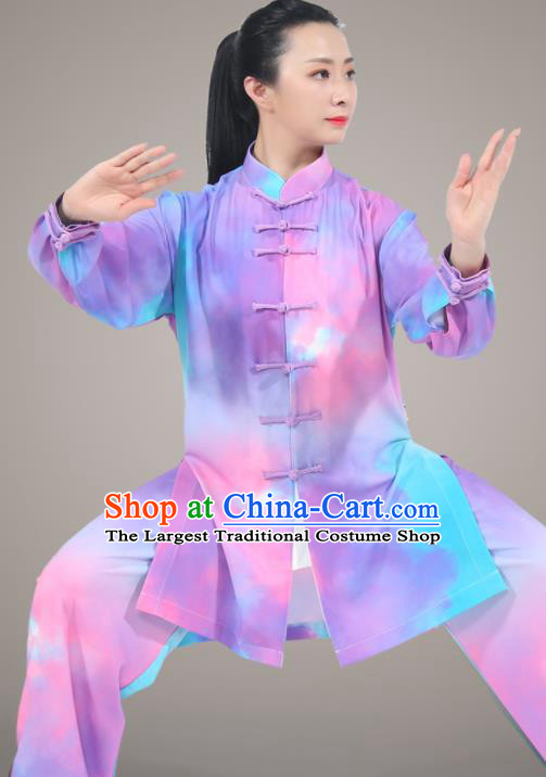Chinese Martial Arts Competition Clothing Tai Chi Lilac Outfit Top Kung Fu Costumes Tai Ji Competition Uniform