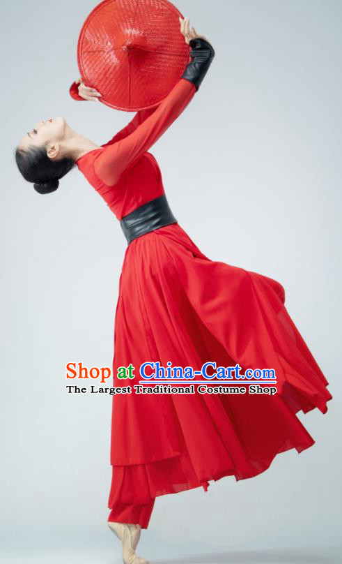 Chinese Swordsman Dance Clothing Women Stage Performance Costume Classical Dance Red Dress