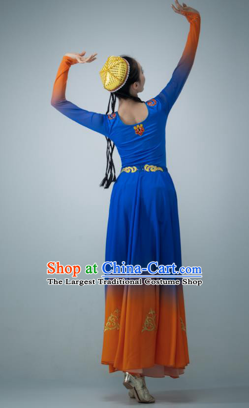 Chinese Xinjiang Dance Dress Ethnic Dance Clothing Uyghur Nationality Women Stage Performance Costume