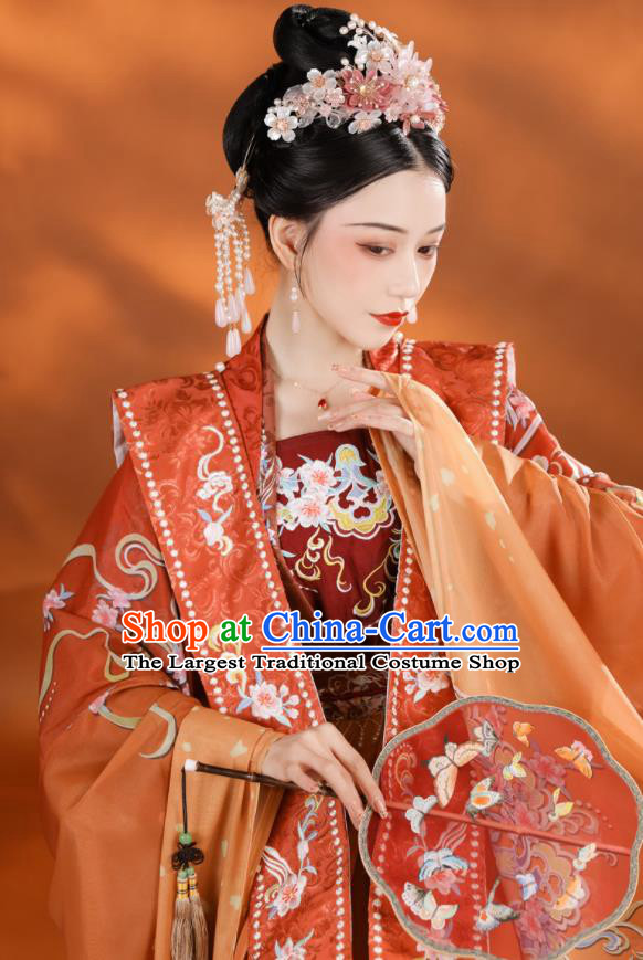 China Traditional Red Hanfu Dress Song Dynasty Wedding Clothing Ancient Royal Empress Garment Costumes