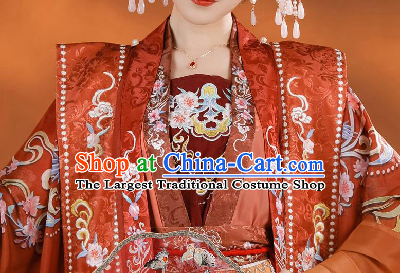 China Traditional Red Hanfu Dress Song Dynasty Wedding Clothing Ancient Royal Empress Garment Costumes
