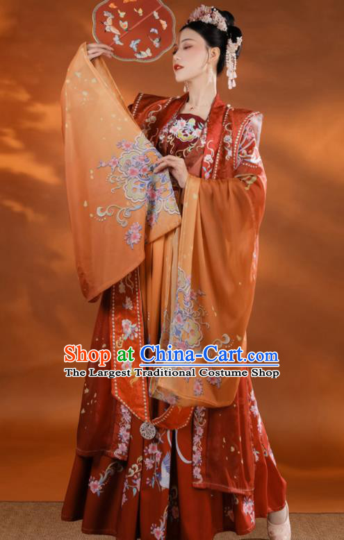 China Traditional Red Hanfu Dress Song Dynasty Wedding Clothing Ancient Royal Empress Garment Costumes