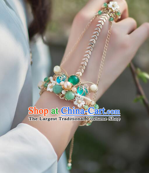 Chinese Handmade Hanfu Bangle with Ring Traditional Jewelry Ancient Princess Bracelet