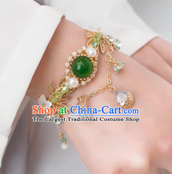 Chinese Handmade Hanfu Bangle Traditional Crystal Jewelry Ancient Princess Bracelet