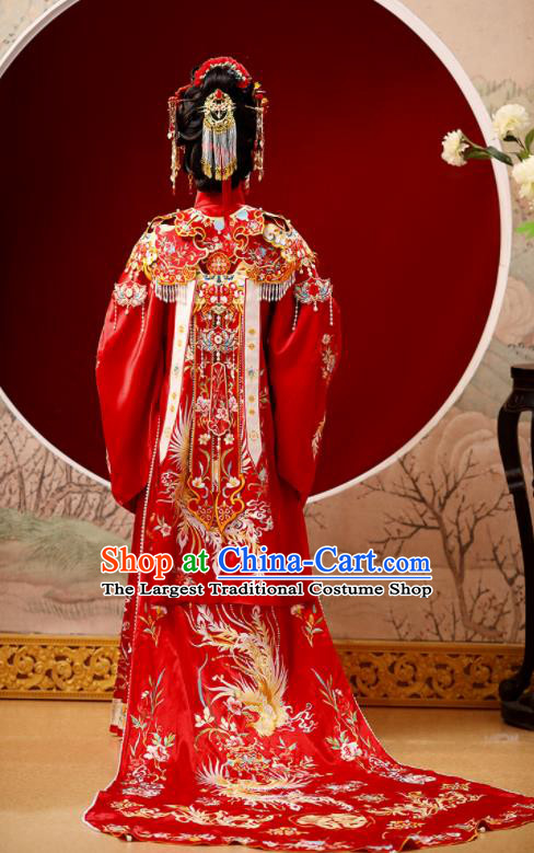 Chinese Ancient Bride Clothing Traditional Embroidered Red Hanfu Wedding Dress Ming Dynasty Noble Woman Garment Costumes