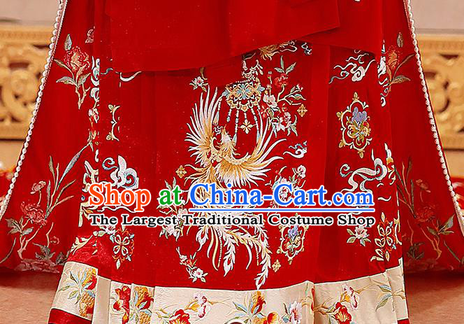 Chinese Ancient Bride Clothing Traditional Embroidered Red Hanfu Wedding Dress Ming Dynasty Noble Woman Garment Costumes