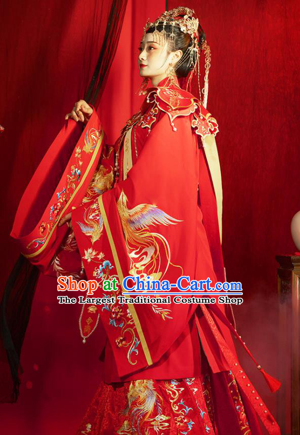 Chinese Ancient Bride Clothing Traditional Wedding Red Hanfu Dress Ming Dynasty Noble Woman Historical Costumes