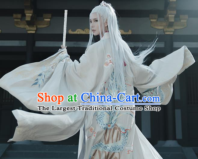 China Ming Dynasty Prince Garment Costumes Ancient Swordsman Clothing Traditional Embroidered Hanfu Complete Set
