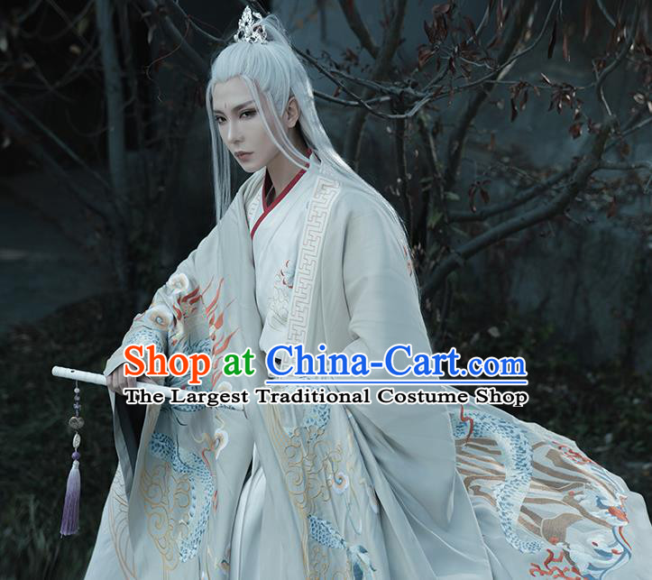 China Ming Dynasty Prince Garment Costumes Ancient Swordsman Clothing Traditional Embroidered Hanfu Complete Set