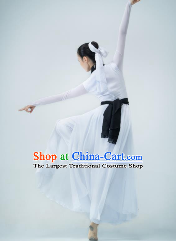 Chinese Swordsman Dance White Dress Dance Competition Clothing Classical Dance Costume