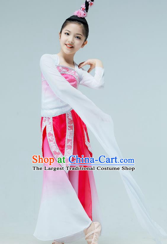 Chinese Water Sleeve Dance Garment Classical Dance Clothing Stage Performance Costume Children Tao Yao Dance Pink Dress