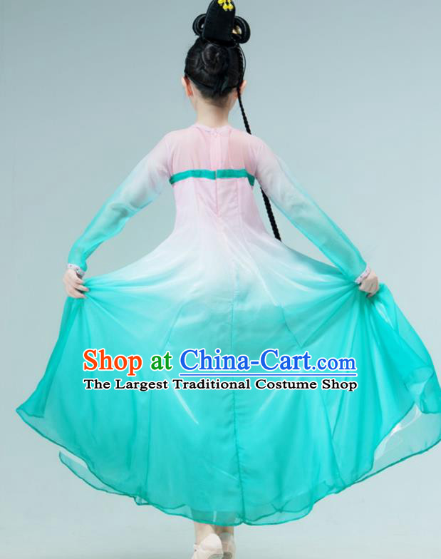 Chinese Han Tang Dance Garment Classical Dance Clothing Stage Performance Costume Children Dance Green Dress