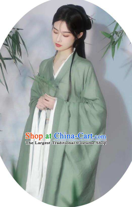Chinese Ancient Swordswoman Clothing Jin Dynasty Young Lady Costumes Traditional Green Hanfu Dress