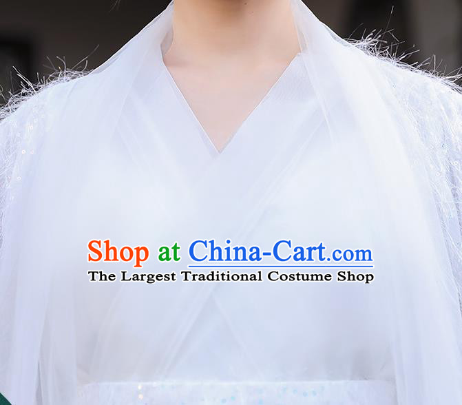 Chinese Song Dynasty Young Lady Clothing Ancient Fairy Costumes Traditional White Hanfu Dress