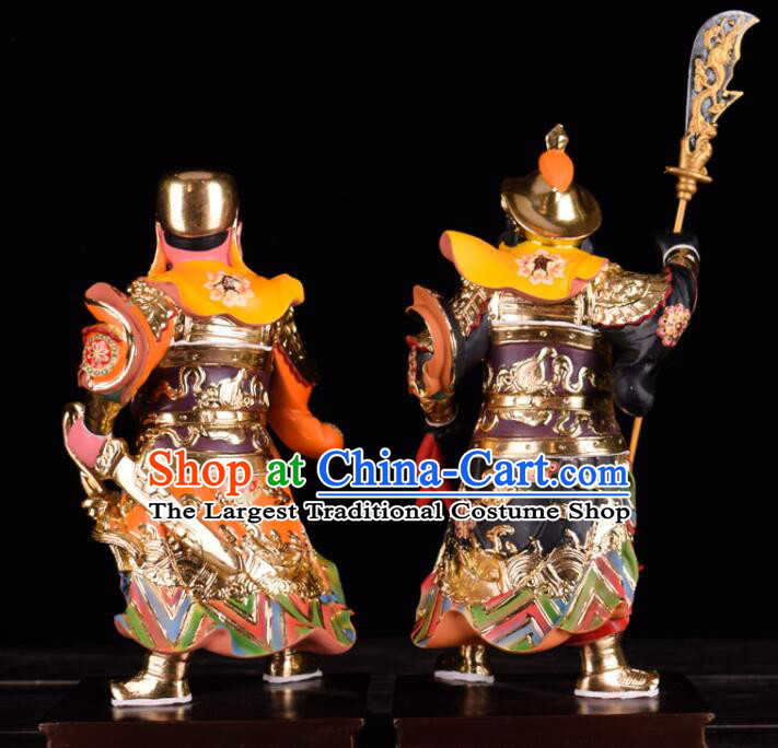 Handmade Zhou Cang and Guan Ping Statues  inches Resin Sculptures