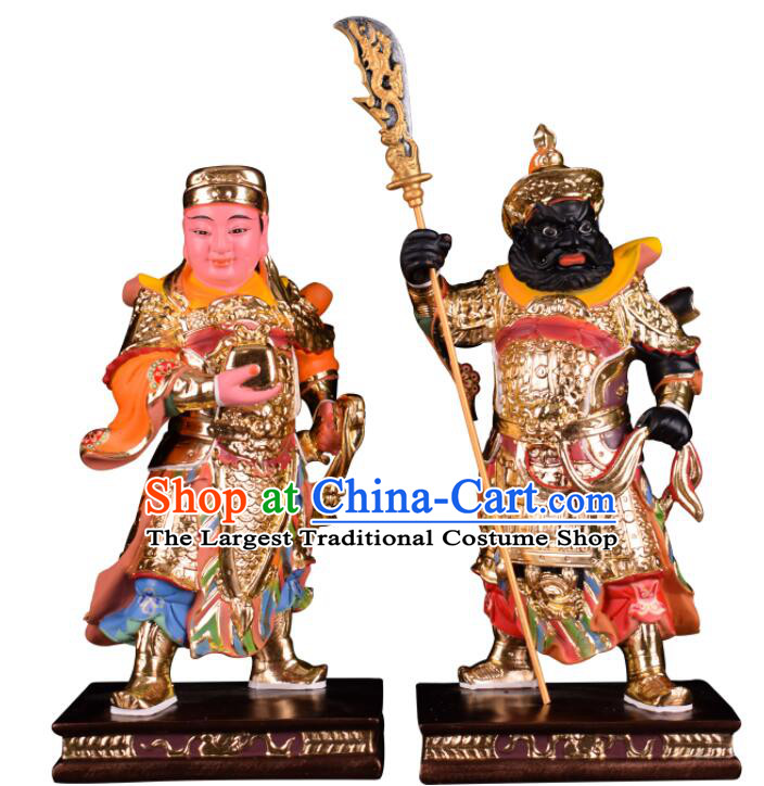 Handmade Zhou Cang and Guan Ping Statues  inches Resin Sculptures