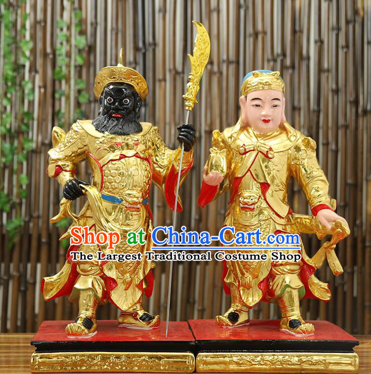 inches Resin Sculptures Handmade Zhou Cang and Guan Ping Statues