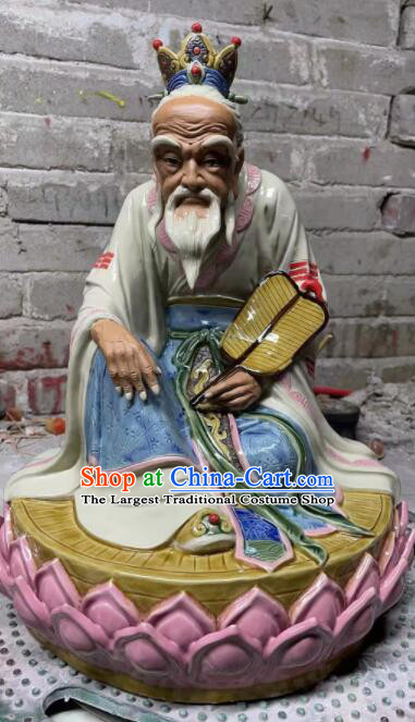 inches Chinese Ceramic Tai Shang Lao Jun Statue Handmade Shi Wan Porcelain Craft