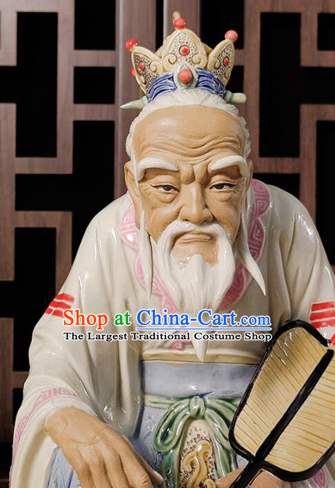 inches Chinese Ceramic Tai Shang Lao Jun Statue Handmade Shi Wan Porcelain Craft