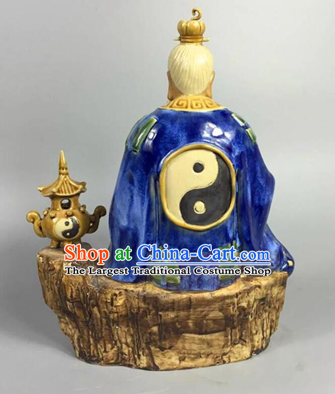 Chinese Ceramic Craft Handmade Shi Wan Porcelain Arts  inches Tai Shang Lao Jun Statue