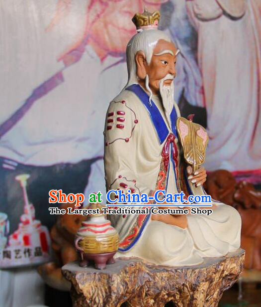 Handmade Shi Wan Porcelain Arts  inches Tai Shang Lao Jun Statue Chinese Ceramic Craft