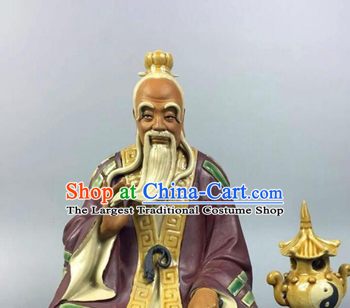 Chinese Ceramic Craft Handmade Shi Wan Porcelain Arts  inches Tai Shang Lao Jun Statue