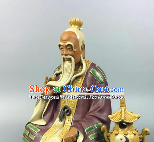 Chinese Ceramic Craft Handmade Shi Wan Porcelain Arts  inches Tai Shang Lao Jun Statue