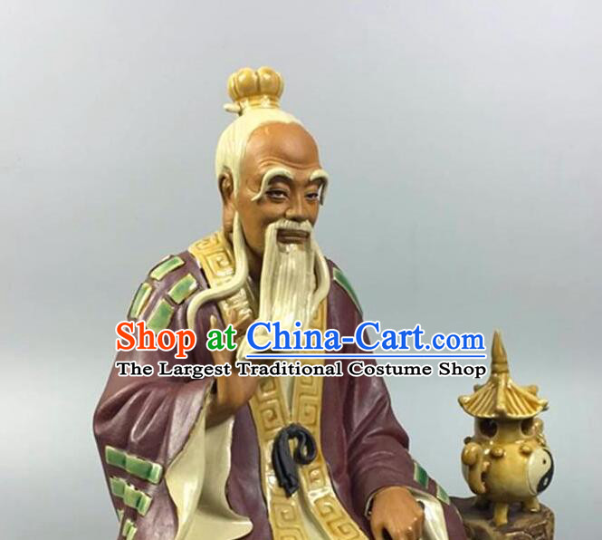 Chinese Ceramic Craft Handmade Shi Wan Porcelain Arts  inches Tai Shang Lao Jun Statue